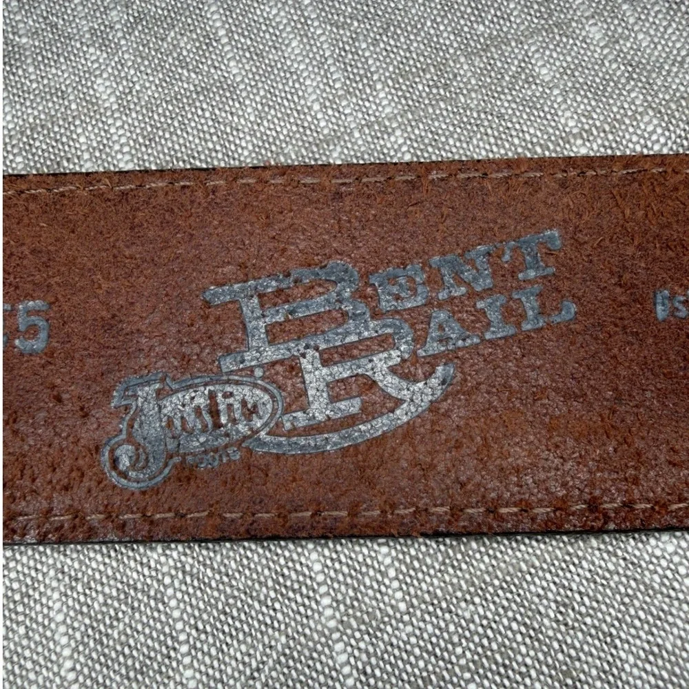 Justin Bent Rail Mens Brown Leather Belt 40 Western Made in USA Silver Buckle